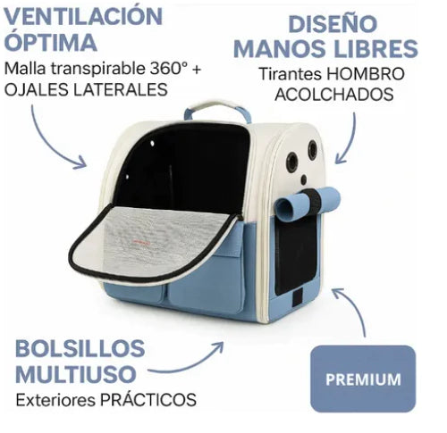 Mochila Transportadora Gato Y Perro Extensible Plegable - Envío Gratis