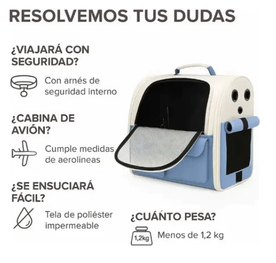 Mochila Transportadora Gato Y Perro Extensible Plegable - Envío Gratis